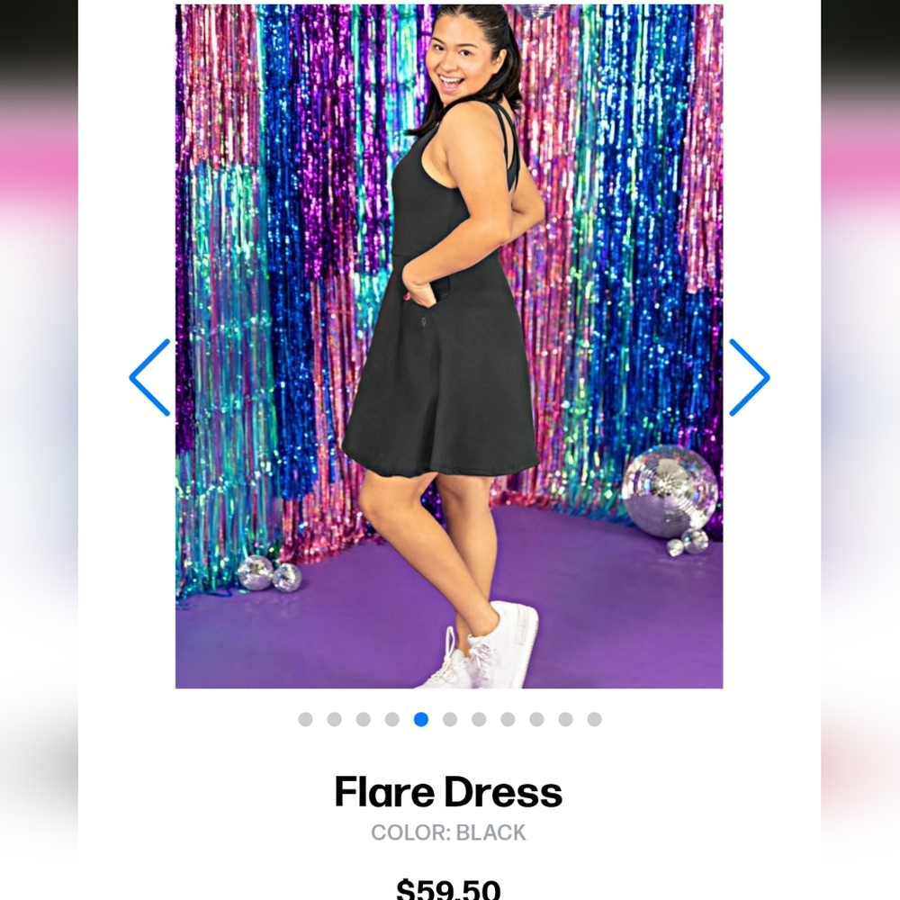 Popfit Fit & Flare Dress (Has Pockets!!) - Size L - Black NWT - Picture 2 of 11